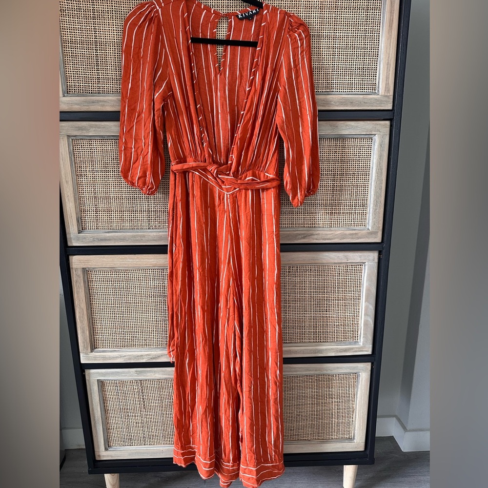 Kivari mid sleeve striped jumpsuit